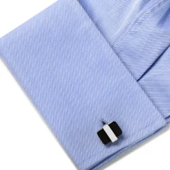 Ox and Bull Trading Co. Silver Wrapped Onyx Cufflinks