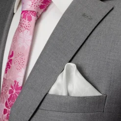 Ox and Bull Trading Co. Soft Floral Gray Silk Men's Pocket Square