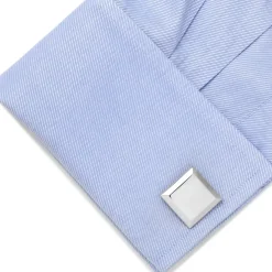 Ox and Bull Trading Co. Stainless Steel Beveled Edge Engravable Square Cufflinks