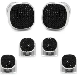 Ox and Bull Trading Co. Stainless Steel Black Pave Crystal Stud Set