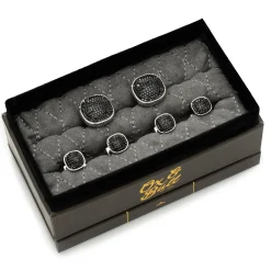 Ox and Bull Trading Co. Stainless Steel Black Pave Crystal Stud Set