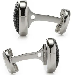 Ox and Bull Trading Co. Stainless Steel Black Pave Crystal Cufflinks