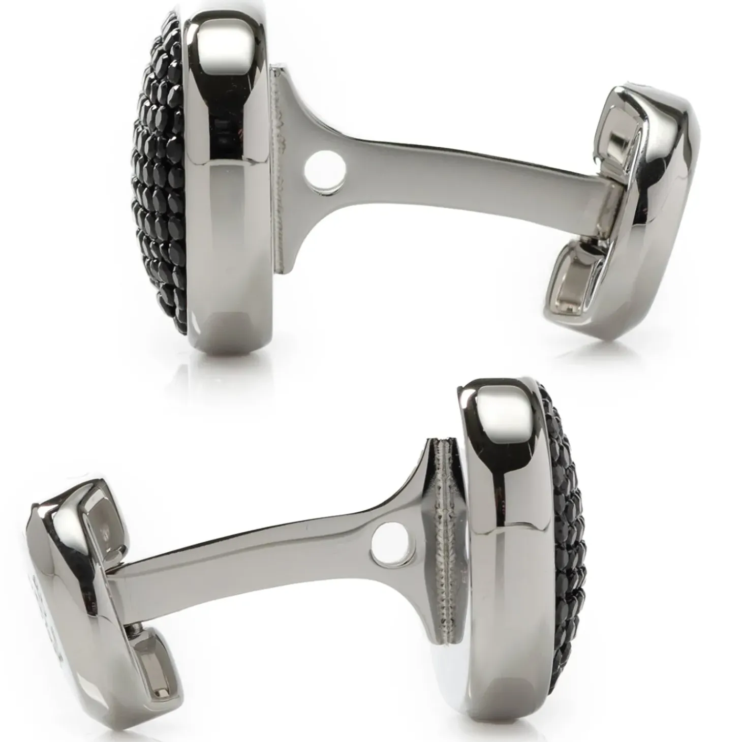 Ox and Bull Trading Co. Stainless Steel Black Pave Crystal Cufflinks