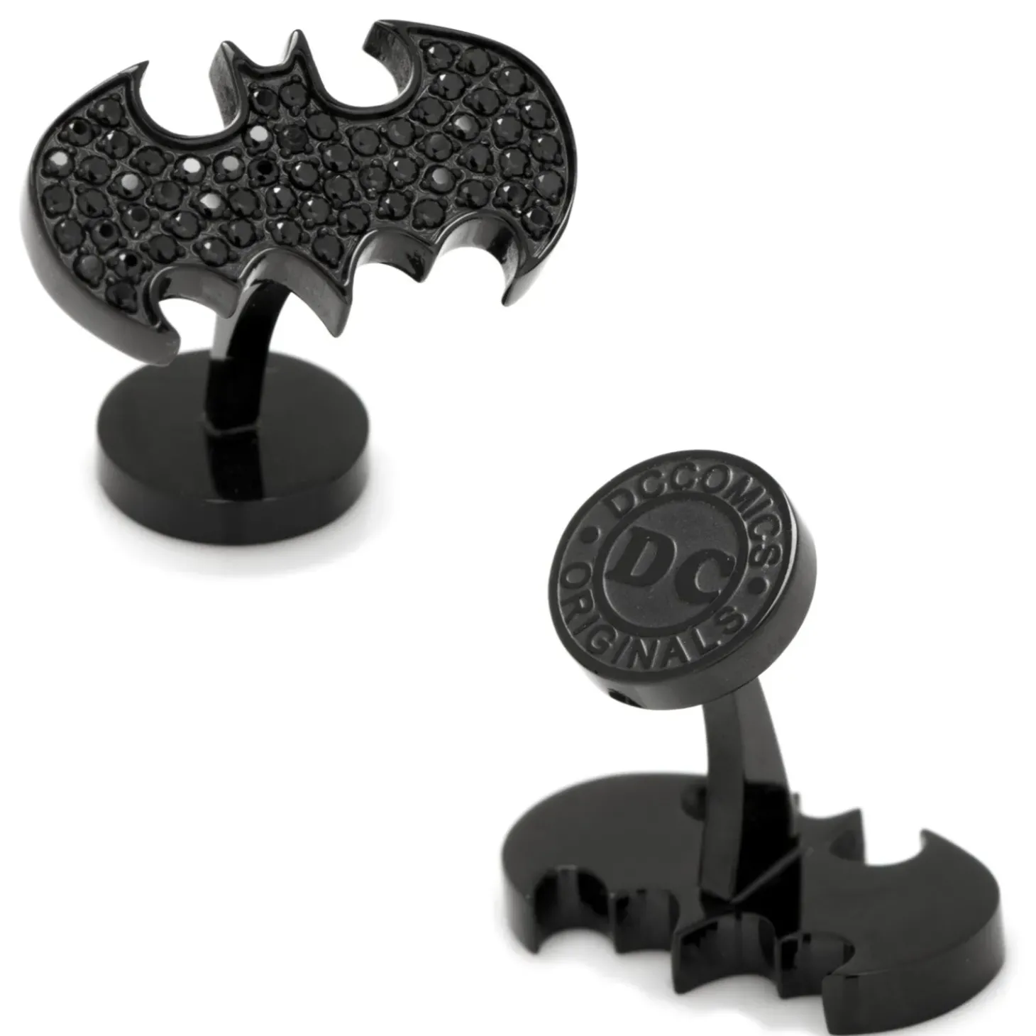 DC Comics Stainless Steel Black Pave Crystal Batman Cufflinks