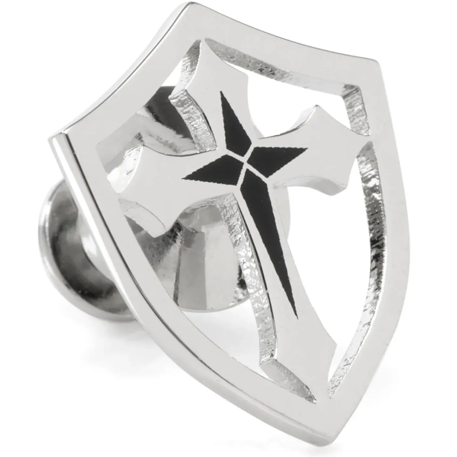 Ox and Bull Trading Co. Stainless Steel Cross Shield Lapel Pin