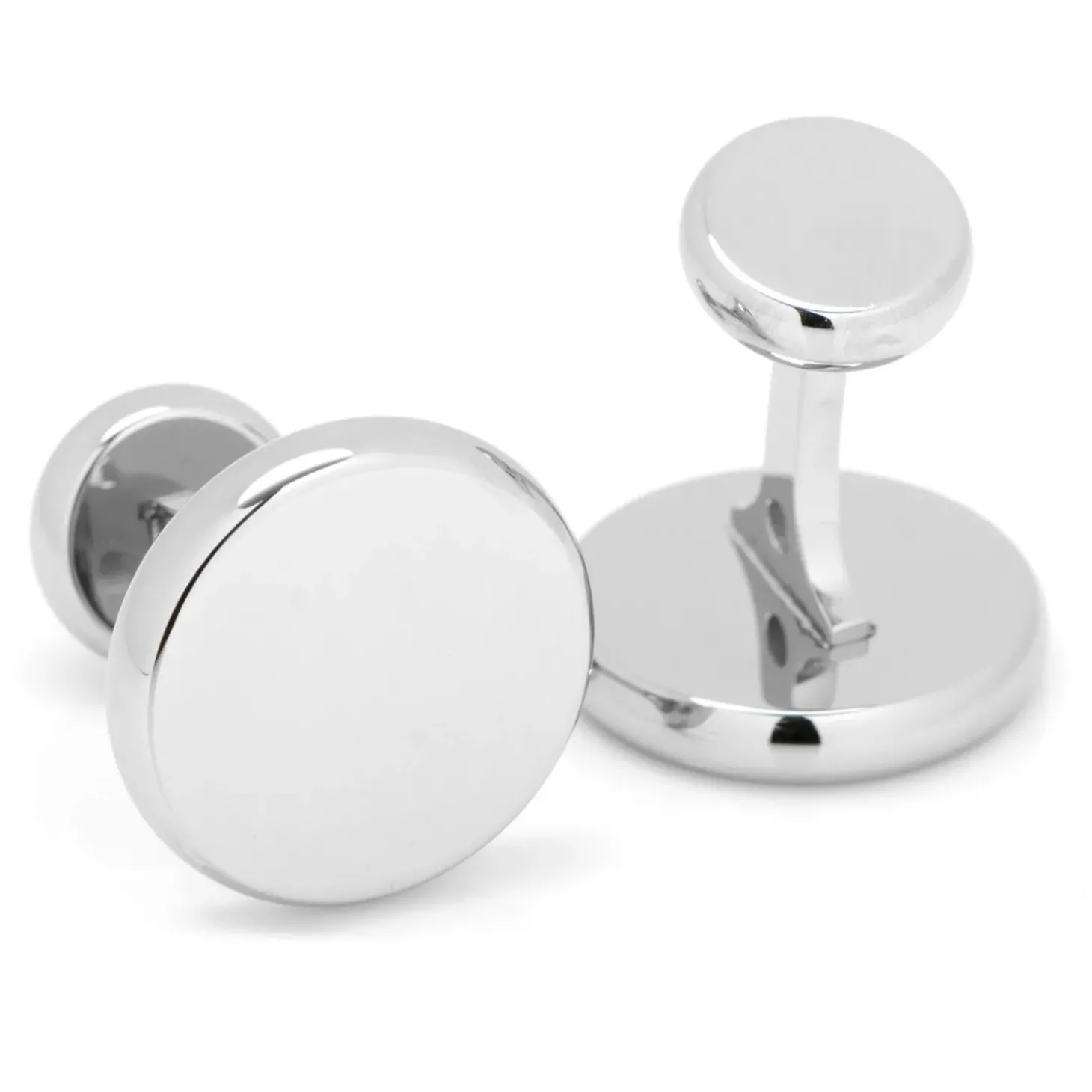 Ox and Bull Trading Co. Stainless Steel Engravable Classic Round Cufflinks