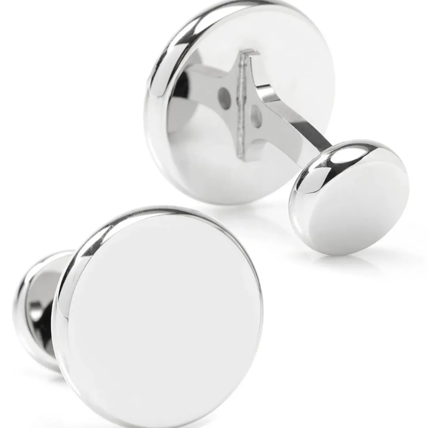 Ox and Bull Trading Co. Stainless Steel Engravable Classic Round Cufflinks
