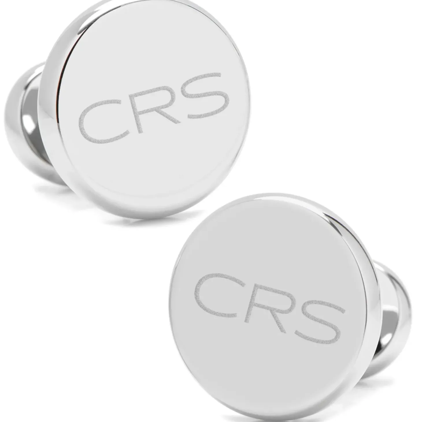 Ox and Bull Trading Co. Stainless Steel Engravable Classic Round Cufflinks