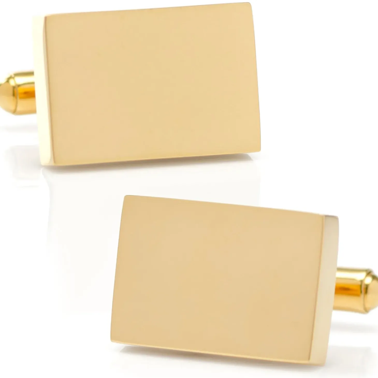 Ox and Bull Trading Co. Stainless Steel Gold Plated Block Engravable Cufflinks