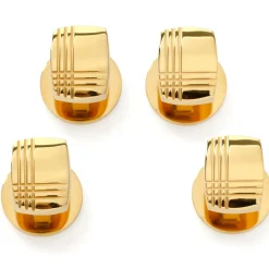 Ox and Bull Trading Co. Stainless Steel Gold Tartan Plaid Studs