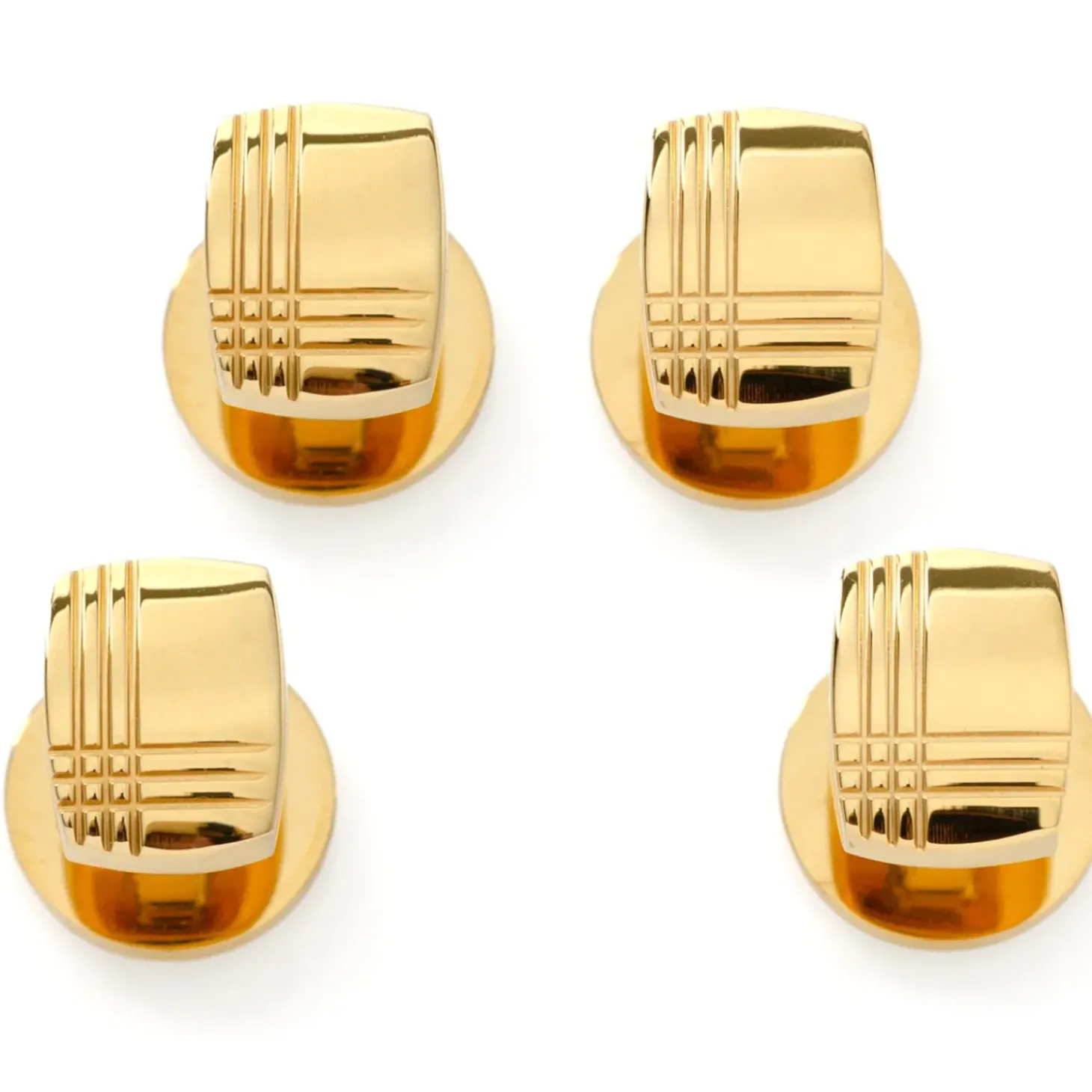 Ox and Bull Trading Co. Stainless Steel Gold Tartan Plaid Studs