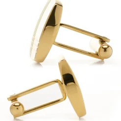 Ox and Bull Trading Co. Stainless Steel Gold Tartan Plaid Cufflinks
