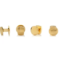 Ox and Bull Trading Co. Stainless Steel Gold Tartan Stud Set