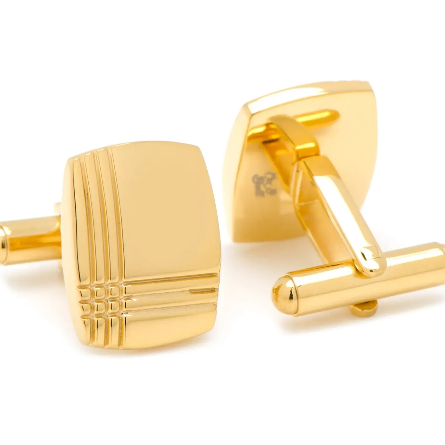 Ox and Bull Trading Co. Stainless Steel Gold Tartan Stud Set