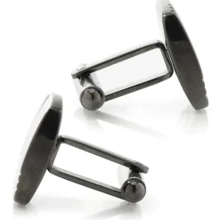 Ox and Bull Trading Co. Stainless Steel Gunmetal Tartan Plaid Cufflinks