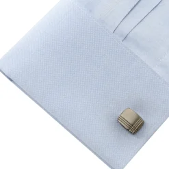 Ox and Bull Trading Co. Stainless Steel Gunmetal Tartan Plaid Cufflinks