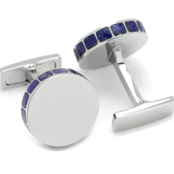 Ox and Bull Trading Co. Stainless Steel Lapis Mosaic Engravable Cufflinks