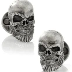 Ox and Bull Trading Co. Stainless Steel Mustache Skull Cufflinks