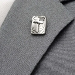 Ox and Bull Trading Co. Stainless Steel Radiant Cross Lapel Pin