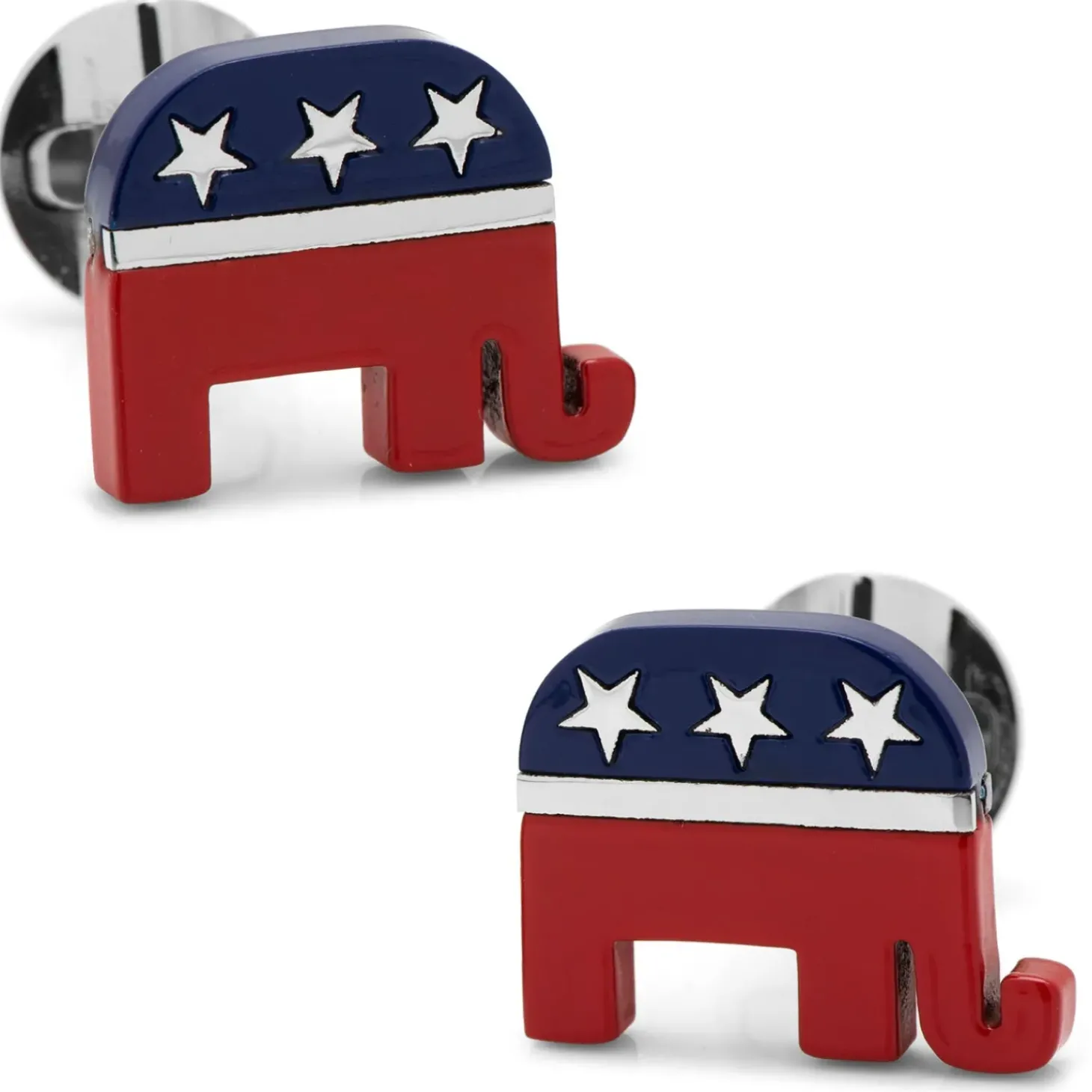 Ox and Bull Trading Co. Stainless Steel Republican Elephant Cufflinks