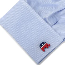 Ox and Bull Trading Co. Stainless Steel Republican Elephant Cufflinks