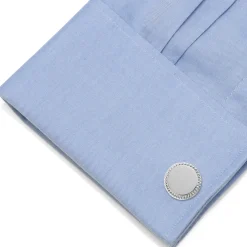 Ox and Bull Trading Co. Stainless Steel Rope Border Round Engravable Cufflinks