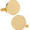 Ox and Bull Trading Co. Stainless Steel Round Infinity Gold Engravable Cufflinks