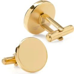 Ox and Bull Trading Co. Stainless Steel Round Infinity Gold Engravable Cufflinks