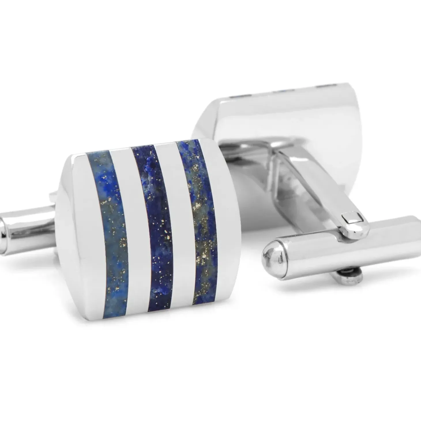 Ox and Bull Trading Co. Stainless Steel Striped Lapis Cufflinks