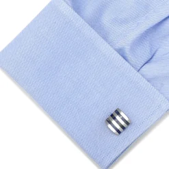 Ox and Bull Trading Co. Stainless Steel Striped Lapis Cufflinks