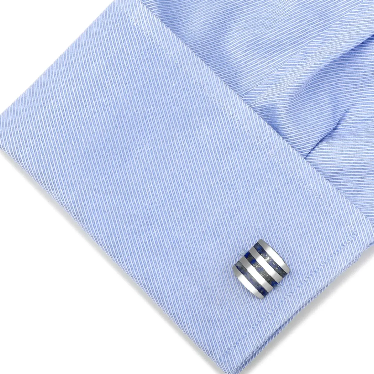 Ox and Bull Trading Co. Stainless Steel Striped Lapis Cufflinks