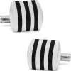Ox and Bull Trading Co. Stainless Steel Striped Onyx Cufflinks