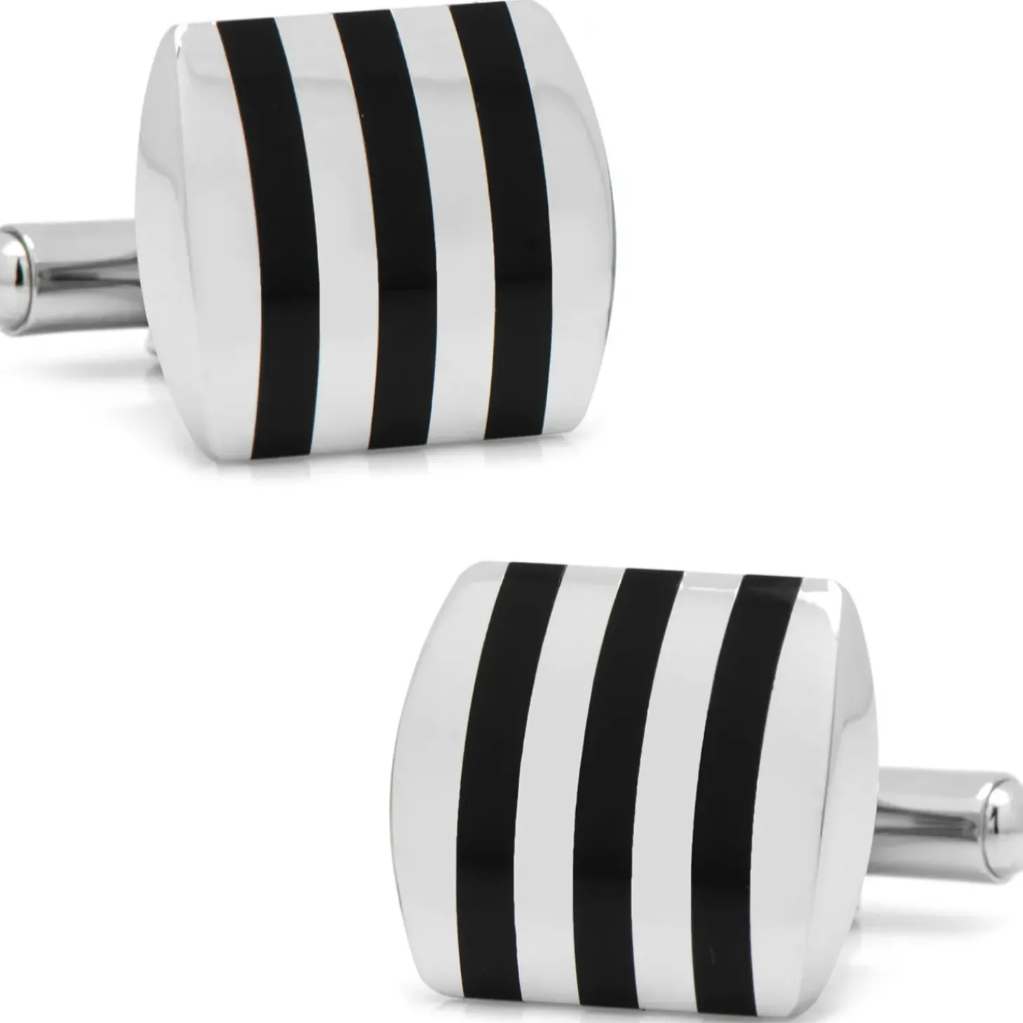 Ox and Bull Trading Co. Stainless Steel Striped Onyx Cufflinks