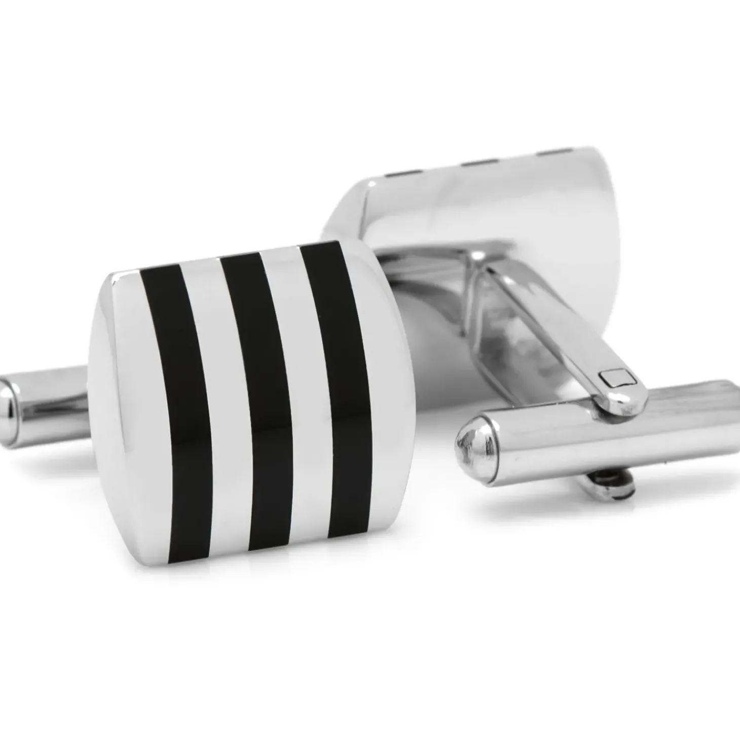Ox and Bull Trading Co. Stainless Steel Striped Onyx Cufflinks