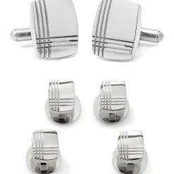 Ox and Bull Trading Co. Stainless Steel Tartan Plaid Stud Set