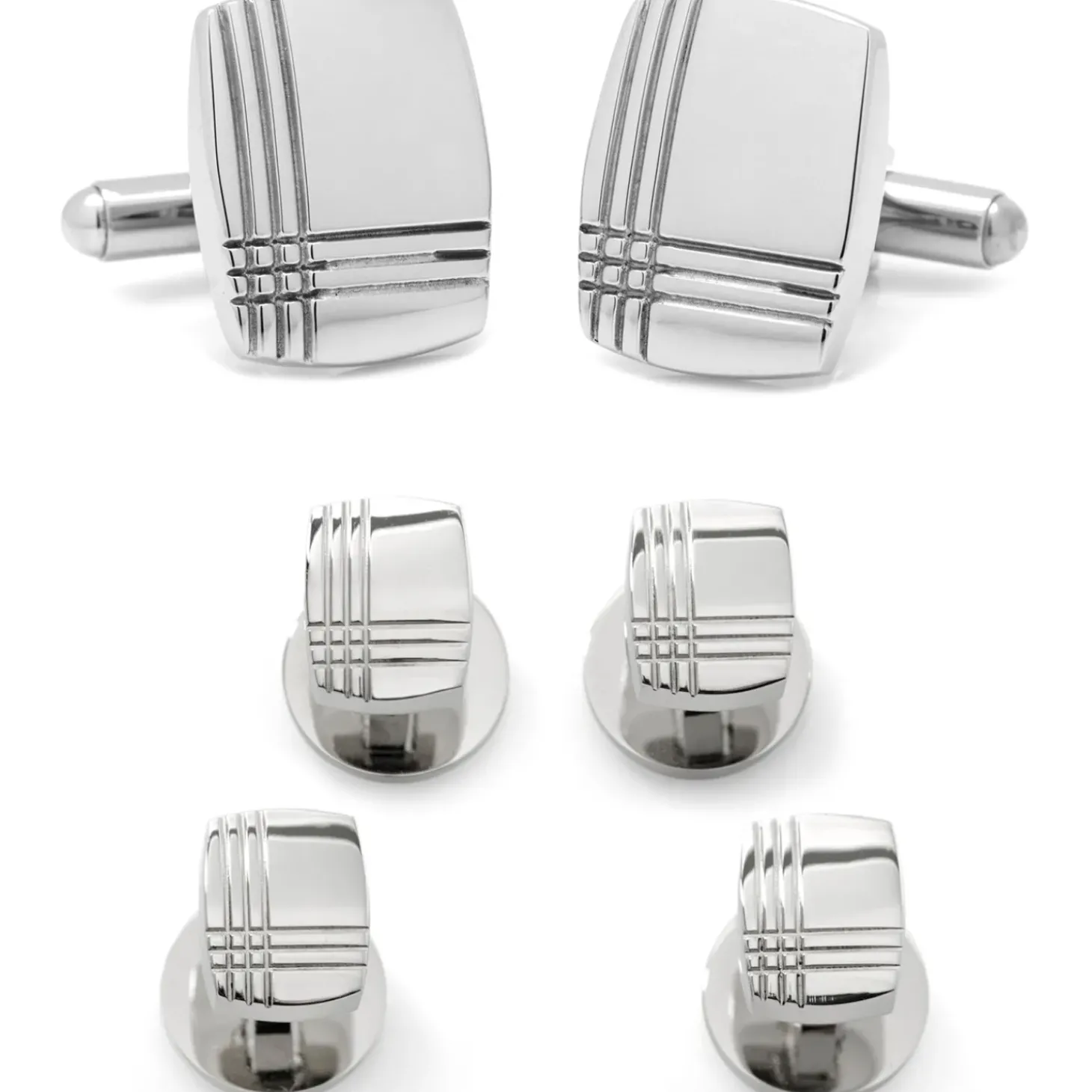 Ox and Bull Trading Co. Stainless Steel Tartan Plaid Stud Set