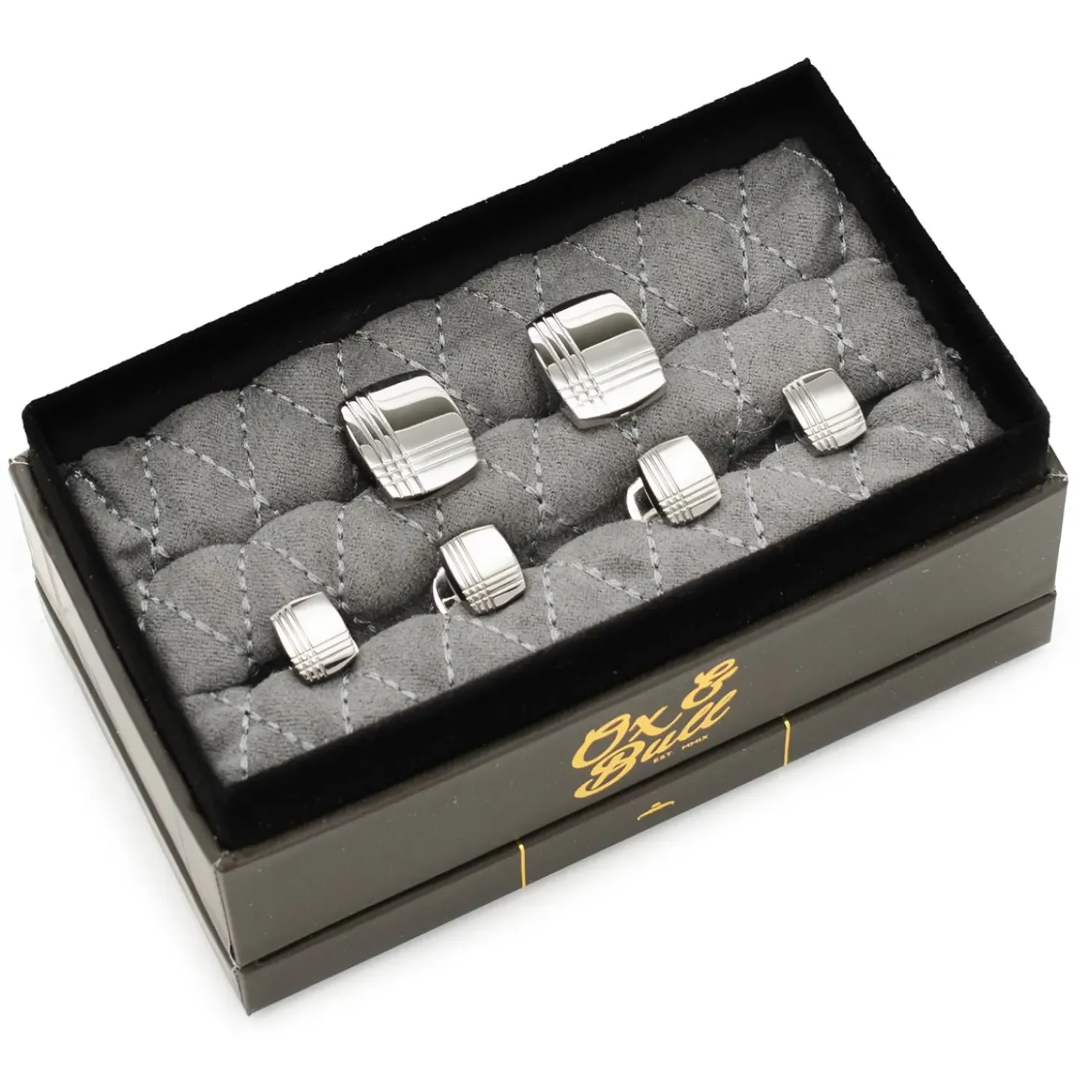 Ox and Bull Trading Co. Stainless Steel Tartan Plaid Stud Set