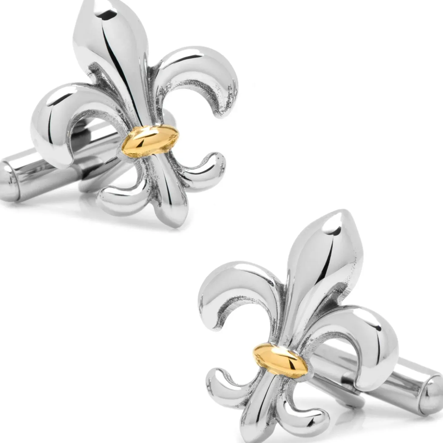 Ox and Bull Trading Co. Stainless Steel Two-Tone Fleur De Lis Cufflinks