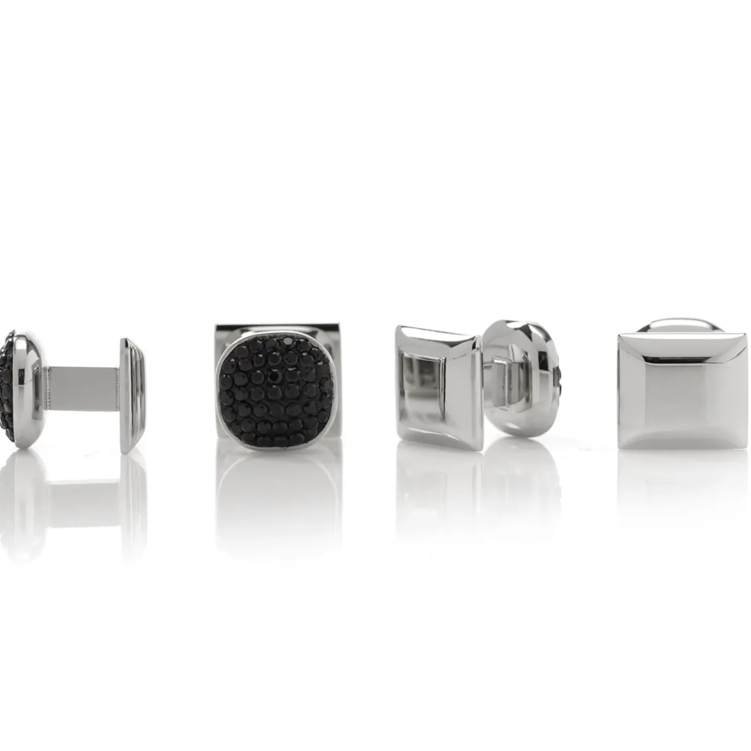 Ox and Bull Trading Co. Stainless Steel with Black Pave Crystal Studs