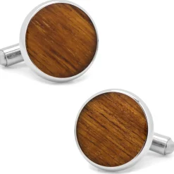 Ox and Bull Trading Co. Stainless Steel Wood Cufflinks