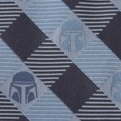 Star Wars Mando Helmet Check Blue Mens Tie