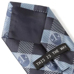 Star Wars Mando Helmet Check Blue Mens Tie