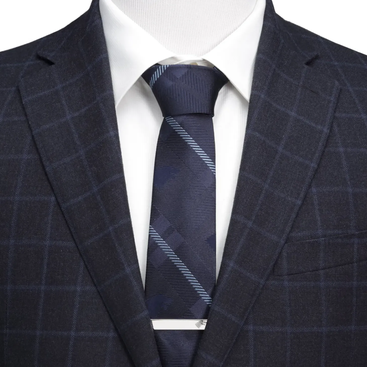 Game of Thrones Stark Direwolf Blue Plaid Silk Men's Tie