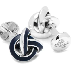 Ox and Bull Trading Co. Sterling Blue Enamel Knot Cufflinks