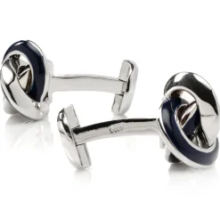 Ox and Bull Trading Co. Sterling Blue Enamel Knot Cufflinks