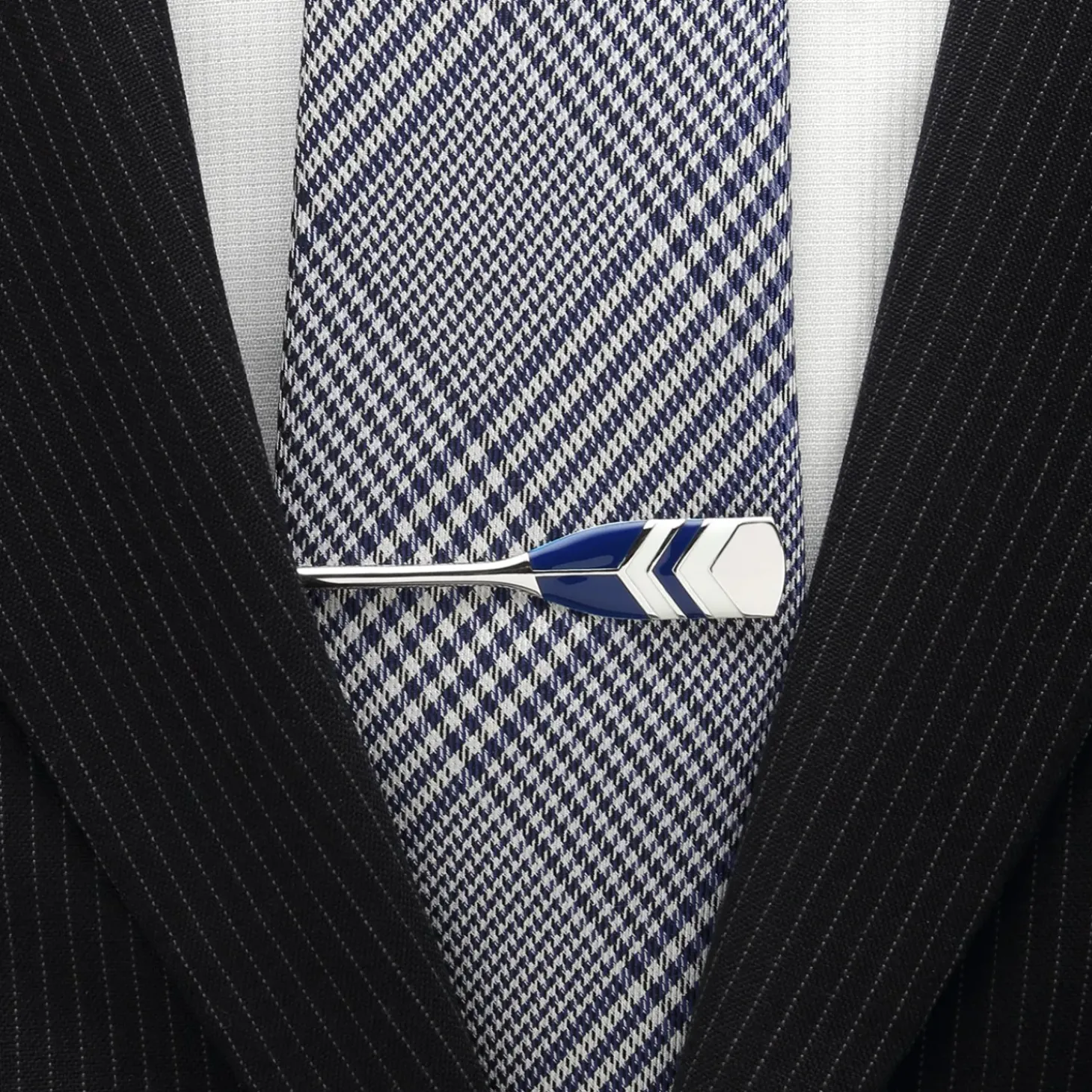 Jan Leslie Sterling Crew Oar Chevron Pattern Tie Bar