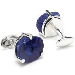 Jan Leslie Sterling Polished Russian Azurite Cufflinks