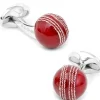 Deakin & Francis Sterling Red Cricket Ball Cufflinks
