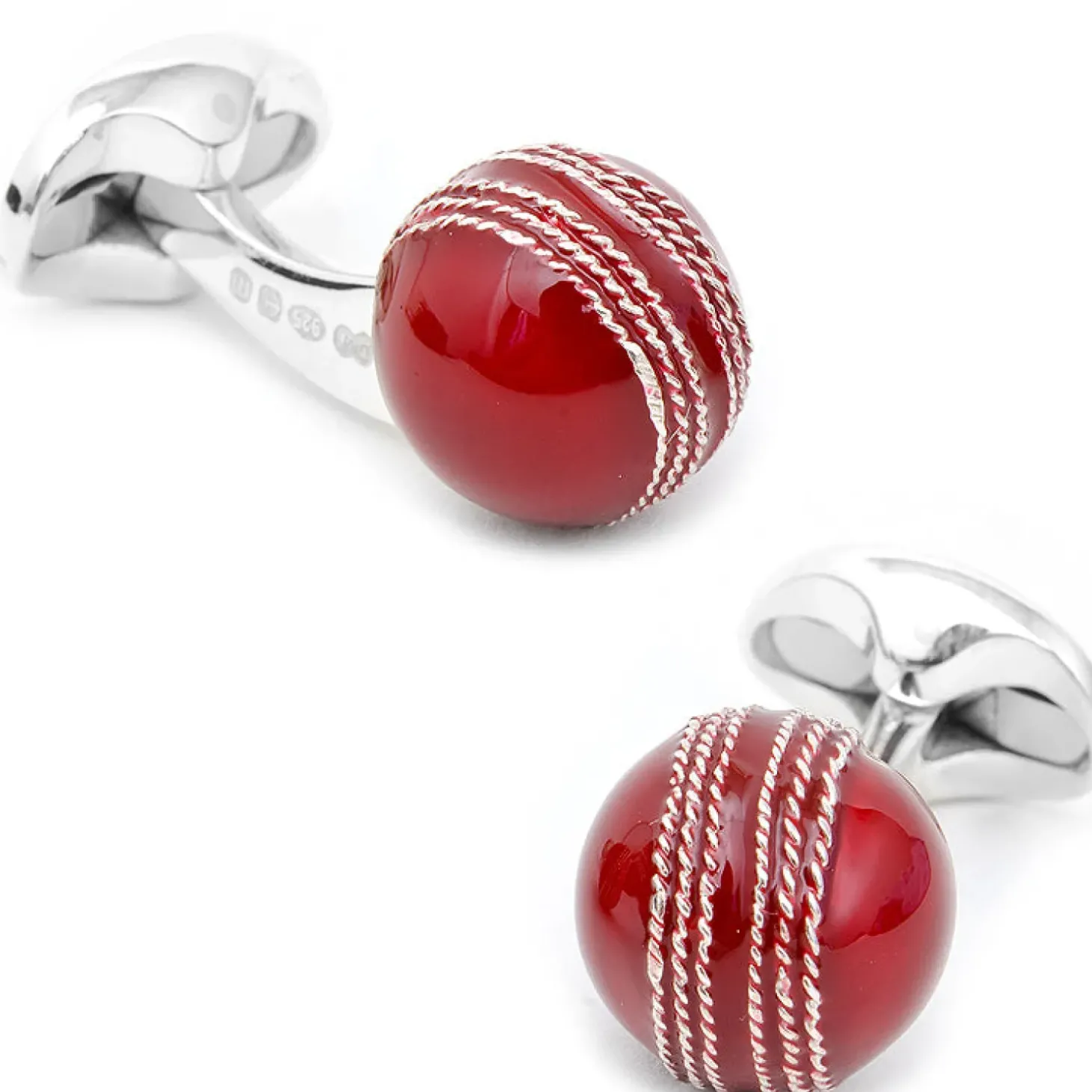 Deakin & Francis Sterling Red Cricket Ball Cufflinks