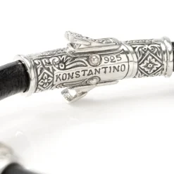 Konstantino Sterling Silver & Bronze with Black Leather Bracelet